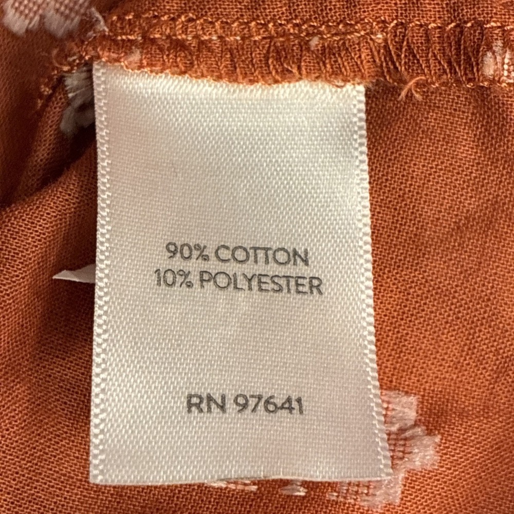 J. Jill Women's Top Tunic Med Orange Peasant Blouse Pintuck‎ Button-up Boho Chic - Picture 10 of 13